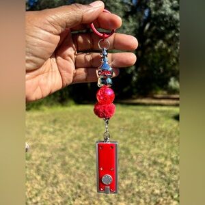 Red and Silver Soda  Keychain with Light